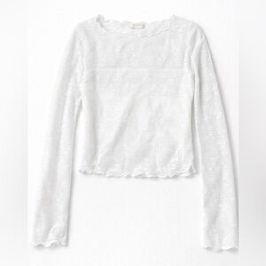 See You Monday White Lace Long Sleeve Top